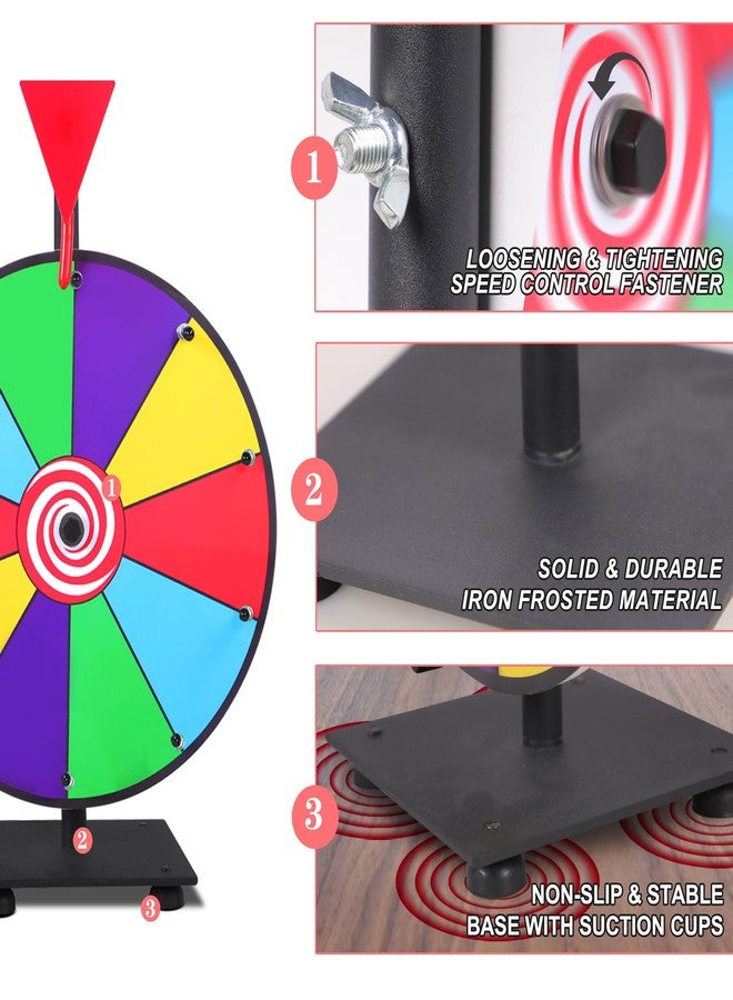 SHANTRA 12 Inch Spinning Prize Wheel with Durable Base, 10 Slots Tabletop Spinner, with Dry Erase Marker and Eraser, Easy to Install, for Fortune Spin Game in Parties, Classroom, Home, Raffles, Holidays - Image 4